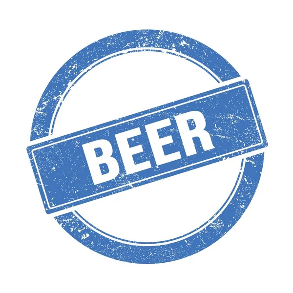 Beer Text Modrém Grungy Kolo Vinobraní Razítko — Stock fotografie