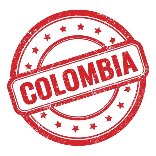 Colombia Testo Rosso Grungy Vintage Timbro Gomma Rotondo — Foto Stock