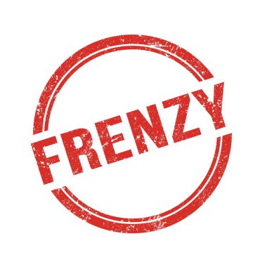 Kırmızı grungy vintage yuvarlak damgalı FRENZY metin.