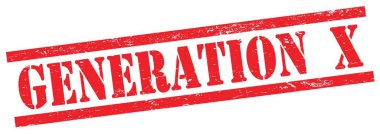 GENERATION X metin üzerinde kırmızı grungy dikdörtgen vintage pul.