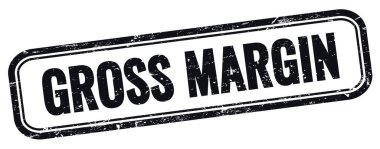 Siyah grungy vintage dikdörtgen damgalı GROSS MARGIN metni.