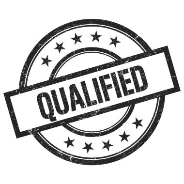 Siyah yuvarlak vintage kauçuk damga üzerine yazılmış nitelikli metin.