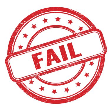 Kırmızı grungy vintage yuvarlak kauçuk damga üzerine başarısız metin.