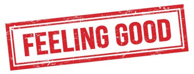 Kırmızı grungy vintage dikdörtgen damgası üzerinde iyi hissediyorum..