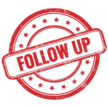 FOLLOW UP kırmızı vintage grungy yuvarlak kauçuk damga üzerine metin.