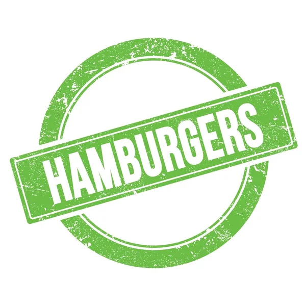 Hamburgers Texto Verde Grungy Rodada Carimbo Vintage — Fotografia de Stock