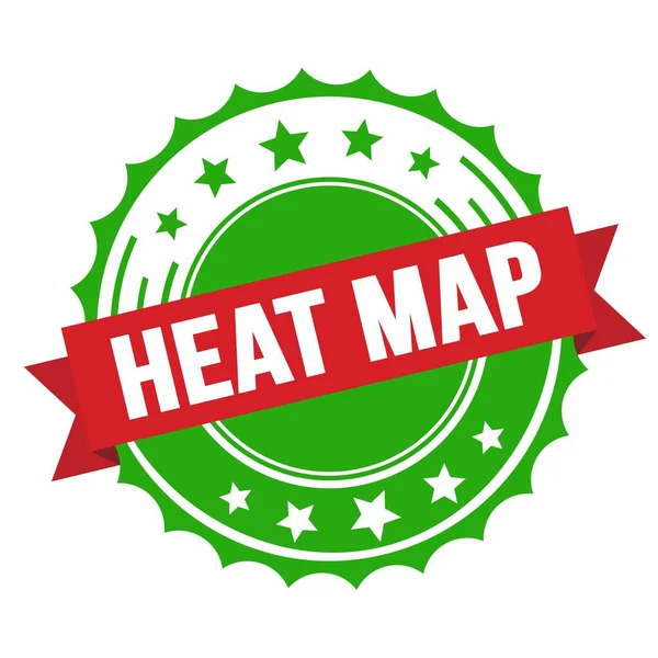 红绿缎带章上的Heat Map文字 — 图库照片