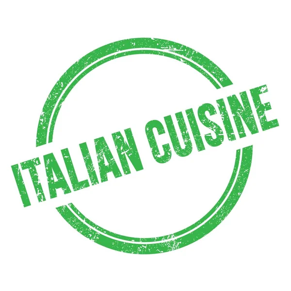 Włochy Cuisine Tekst Napisany Zielonym Grungy Vintage Okrągły Znaczek — Zdjęcie stockowe