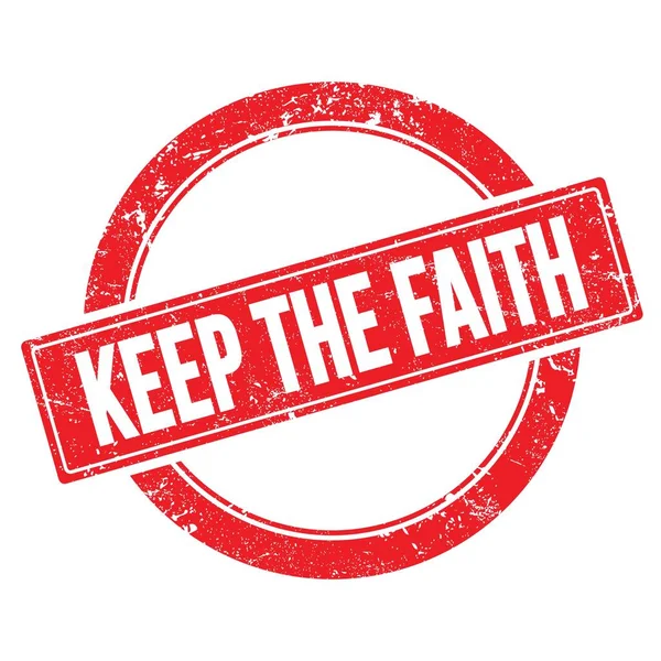 Текст Keep Faith Червоній Гранжевій Круглої Старовинної Марки — стокове фото
