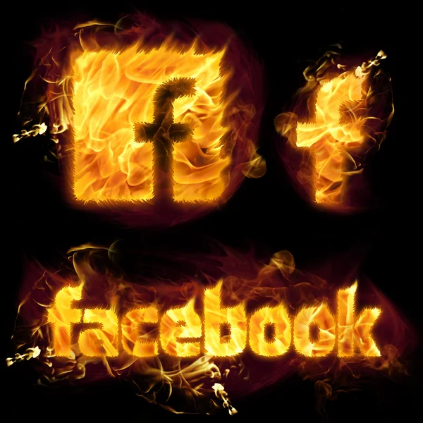 Facebook-Logo in Flammen — Stockfoto