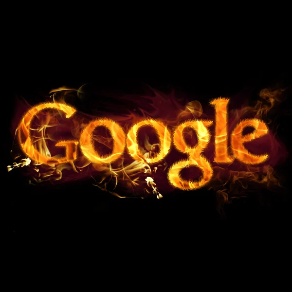 Google-Logo in Flammen — Stockfoto