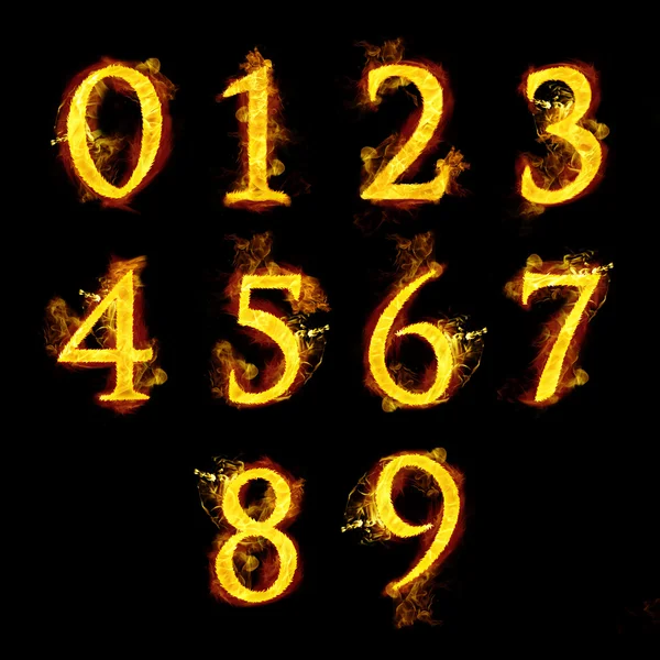 Set of  Numbers in Flames — Stock Photo, Image