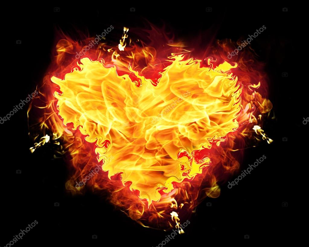 Fire heart badge with burning flames.