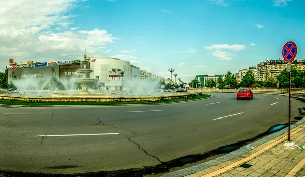 Bucharest Unirii Square fontána — Stock fotografie