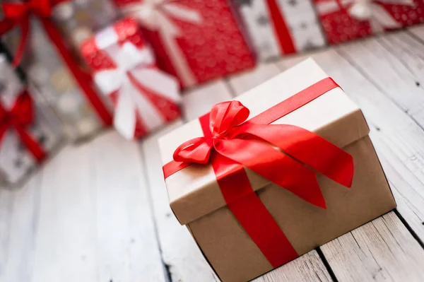 Caixa Presente Natal Com Decoração — Fotografia de Stock