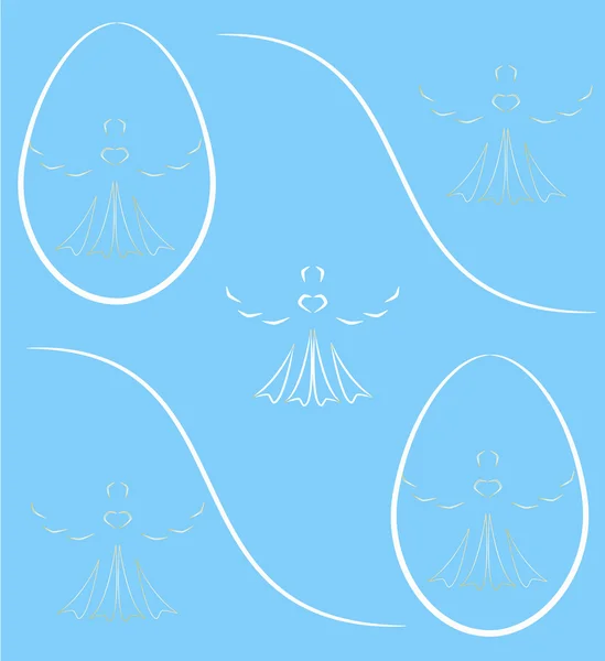 Angels on blue background — Stock Vector