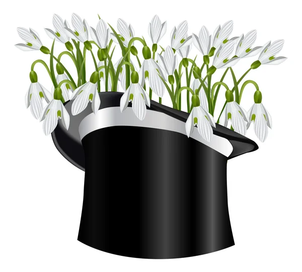 Μαύρο καπέλο με λουλούδια — Διανυσματικό Αρχείο