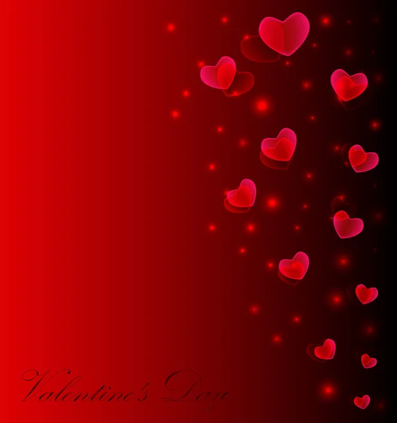 Fondo de San Valentín con corazones rojos — Vector de stock