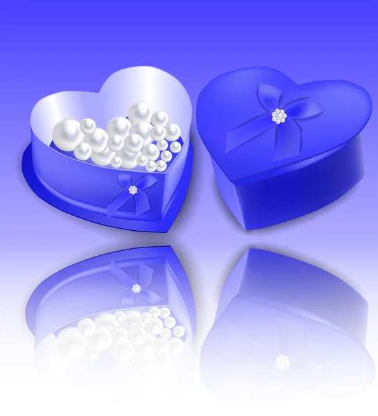 Blue heart shaped box — Stock Vector
