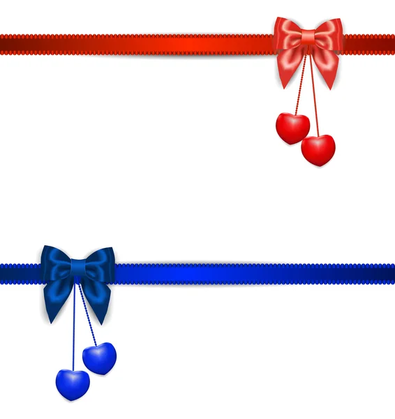 Silk ribbon with hearts — Stock Vector