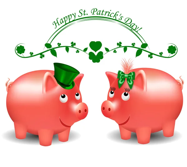 Moneybox dei maiali per il giorno di San Patrizio — Vettoriale Stock