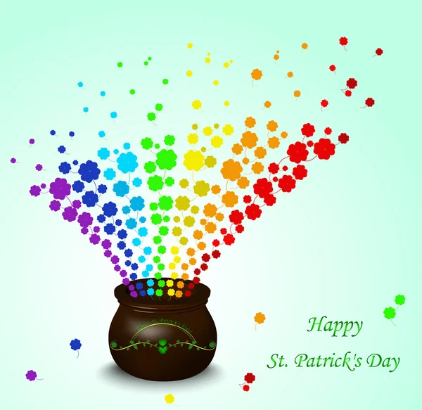 Olla del Día de San Patricio con clavo de arco iris — Vector de stock