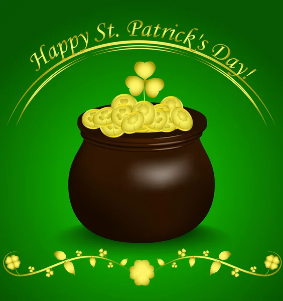 Día de San Patricio Pot of Gold — Vector de stock