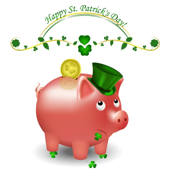 St. Patrick's Day pig moneybox — Stock Vector