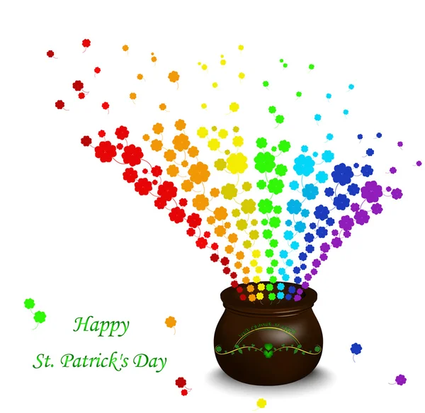St. Patrick den hrnec s barevnými květy — Stockový vektor