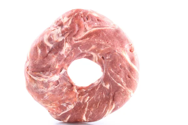 Hond Donut Droog Vlees Geïsoleerd Een Witte Achtergrond — Stockfoto