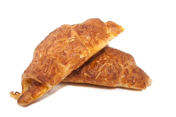 Bakery Croissants Closeup Isolated White Background — Stock Photo, Image