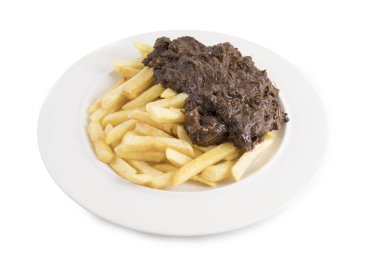 Beyaz arka planda izole edilmiş Belçika et güveci