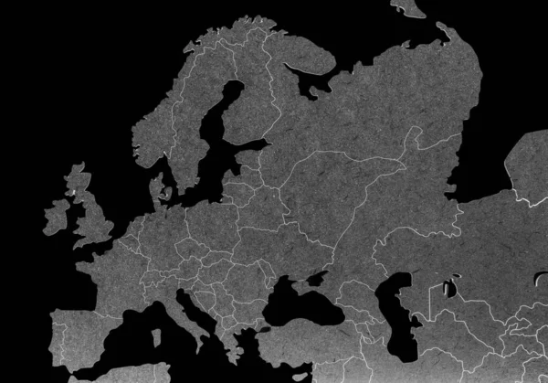 Mapa Europy Odizolowana Czarnym Tle — Zdjęcie stockowe