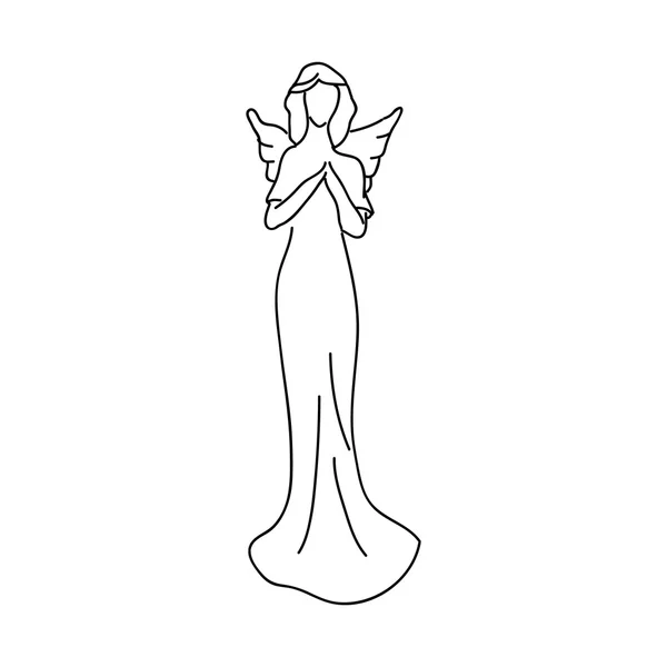 Enkel skiss av en ängel, en kvinnlig figur med vingar — Stock vektor