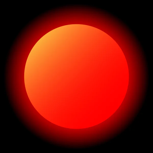 Soleil rouge sur fond noir — Image vectorielle