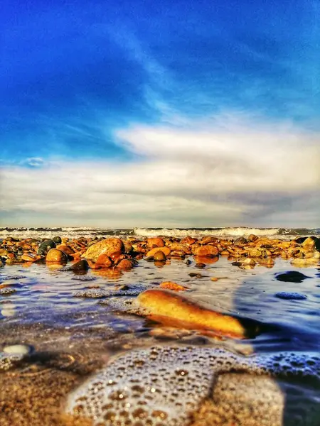Charmant Uitzicht Prachtige Zee Geweldige Dag Het Strand — Stockfoto