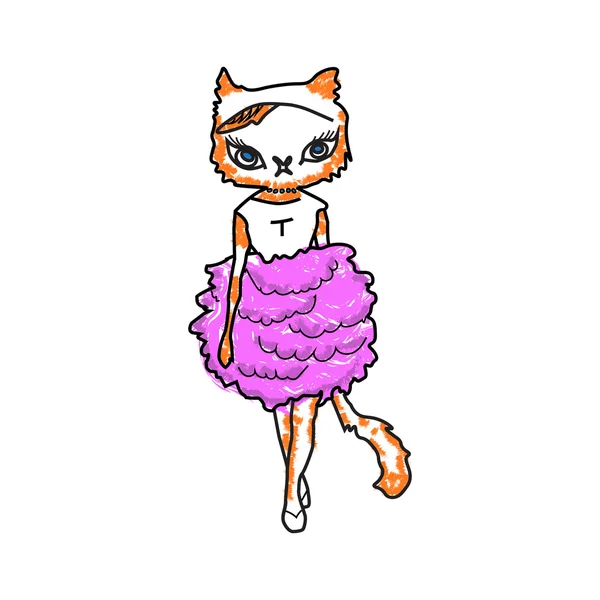 Ilustracja wektorowa kota w sukience. — Wektor stockowy