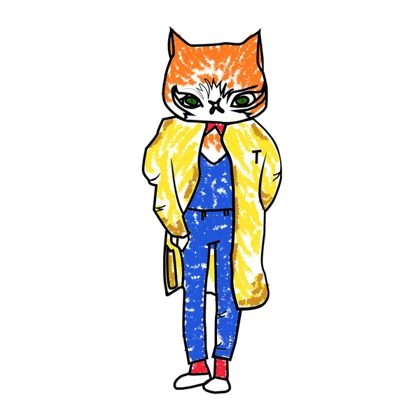 Ilustracja wektorowa kolor kota w garniturze. — Wektor stockowy