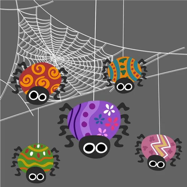 Insetos Aranhas Vector Ilustração Cartoon Aranhas Com Design Cores Diferentes —  Vetores de Stock