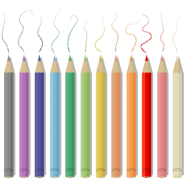 Pencil Colors Vector Illustration Set Colorful Pencil Colors Isolated White — Stock Vector