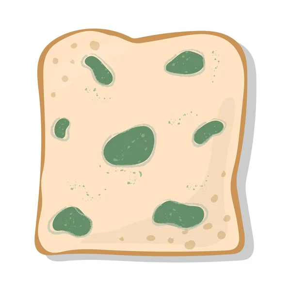 Beyaz Arkaplanda Izole Edilmiş Ekmek Vektörü Üzerindeki Yeşil Küf — Stok Vektör