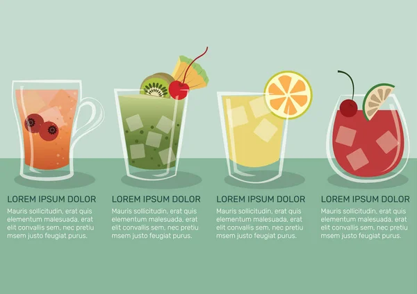 Suco Fruta Ilustração Vetor Infográfico Conjunto Vetor Suco Frutas Suco — Vetor de Stock