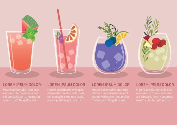 Suco Fruta Ilustração Vetor Infográfico Conjunto Vetor Suco Frutas Melancia — Vetor de Stock