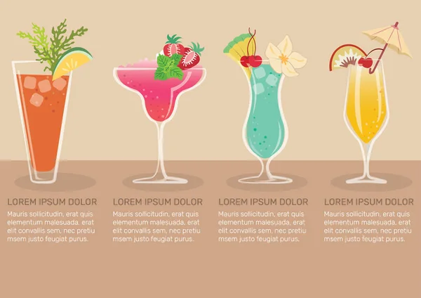 Suco Fruta Ilustração Vetor Infográfico Conjunto Vetor Suco Frutas Limonada — Vetor de Stock