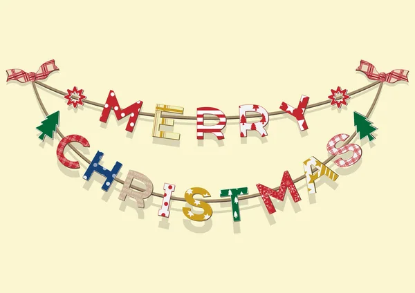 Frohe Weihnachten Girlanden Banner Vektor Illustration Frohe Weihnachten Alphabete Girlanden — Stockvektor