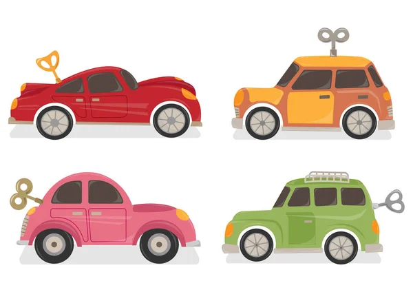 Набір Підвісних Іграшок Автомобілів Векторні Ілюстрації Іграшкові Автомобілі Векторний Мультфільм — стоковий вектор