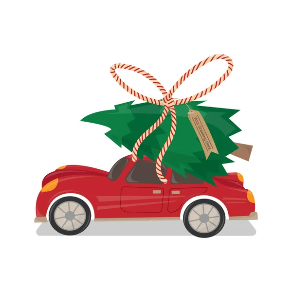 Carro Com Árvore Natal Ilustração Vetorial Superior Carro Com Árvore — Vetor de Stock