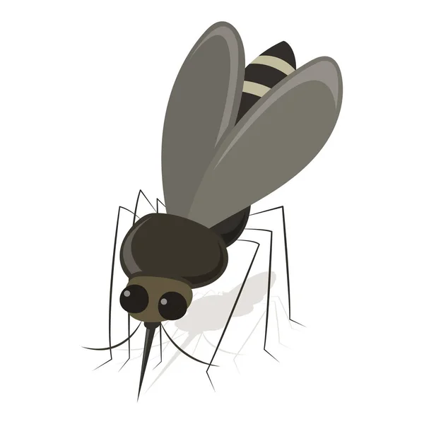 Beyaz Arka Planda Izole Edilmiş Sivrisinek Vektör Karikatür Çizimi Komik — Stok Vektör