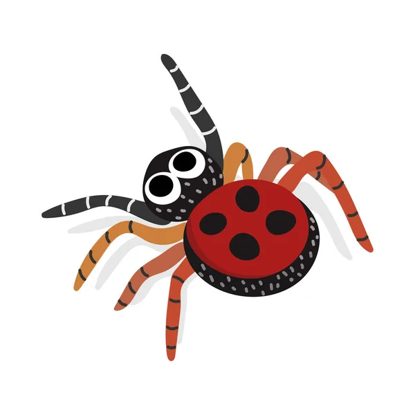 Vreemde Kleurrijke Spin Geïsoleerd Witte Achtergrond Spinnenvector Cartoon — Stockvector