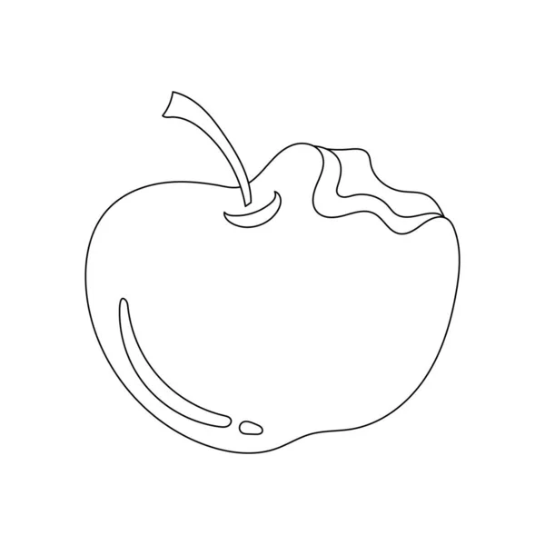 Укушене Яблуко Вектор Безбарвний Начерк Яблучного Мультфільму — стоковий вектор
